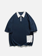 Hem Pocket Zip Up Polo Tee